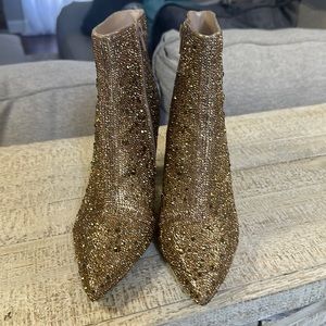 Betsey Johnson rhinestone boots.
